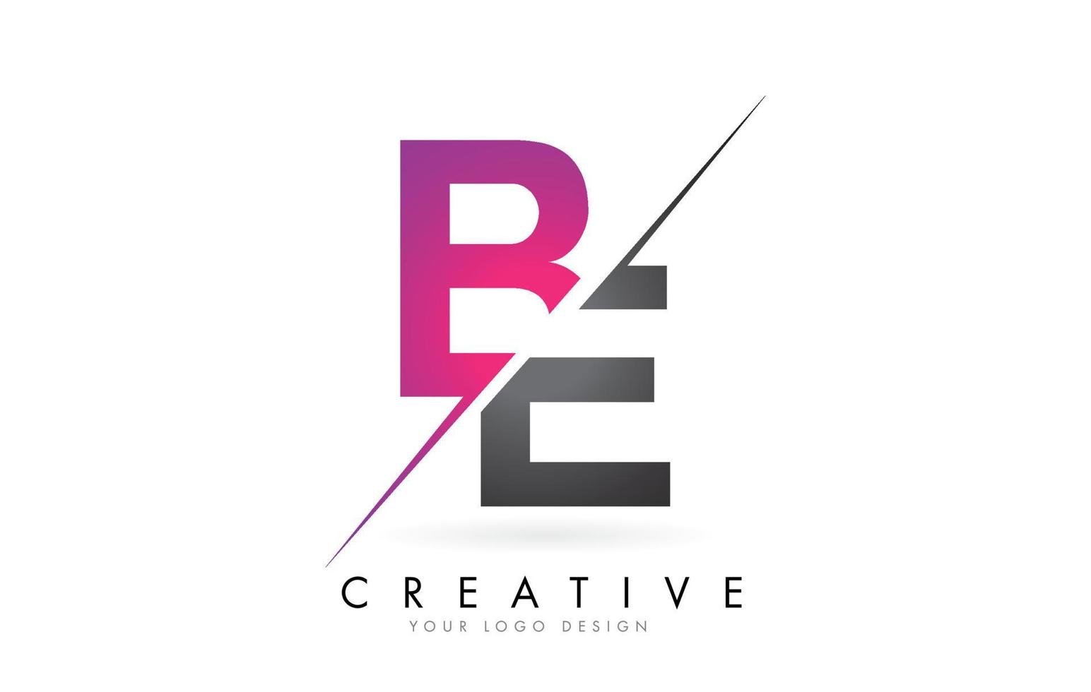 BE B E Letter Logo with Colorblock Design and Creative Cut. vector