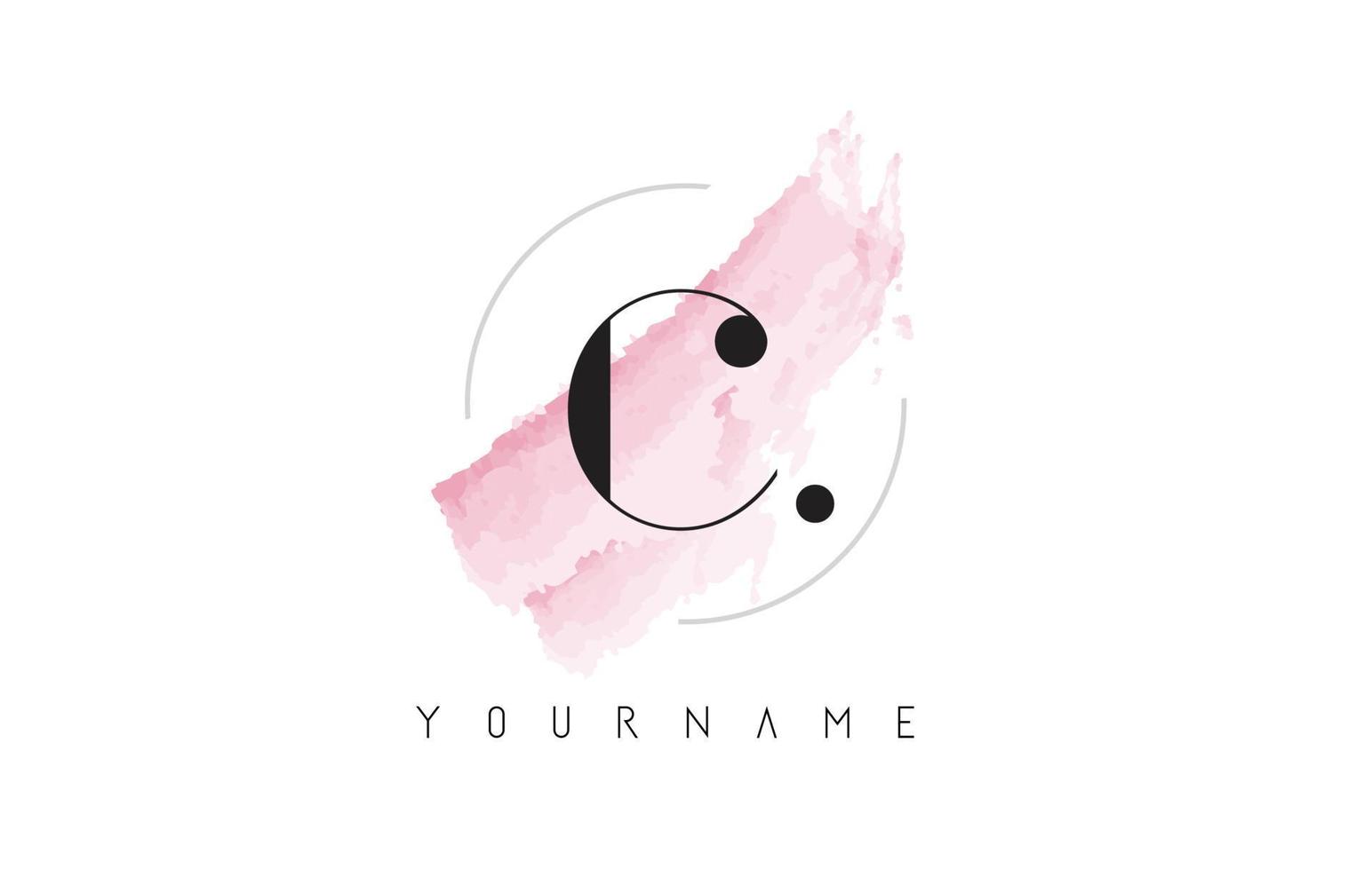 C Letter Logo with Pastel Watercolor Aquarella Brush. vector