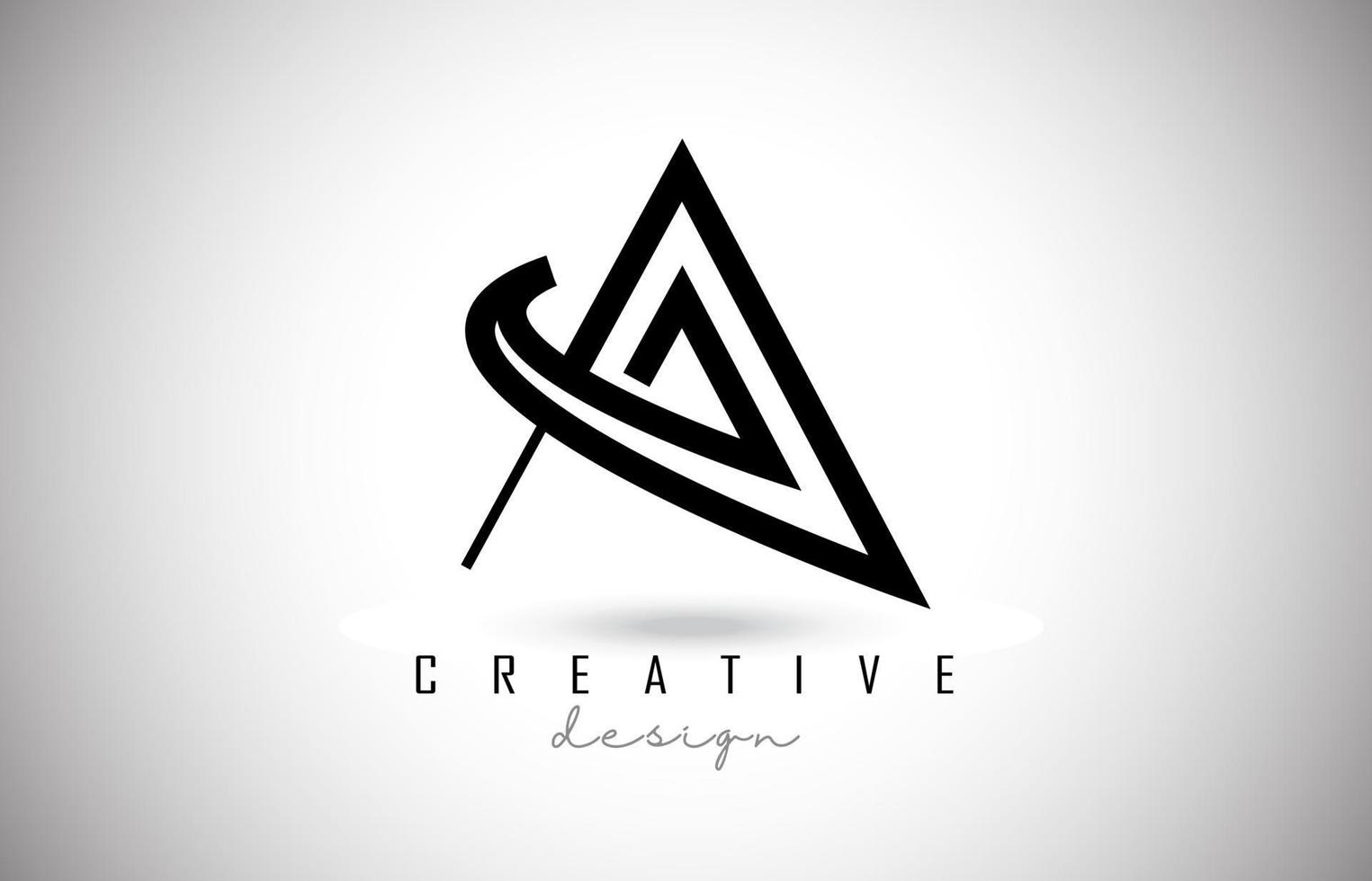 A Letter Logo Monogram Vector Design. Creative A Letter Icon with Black Lines