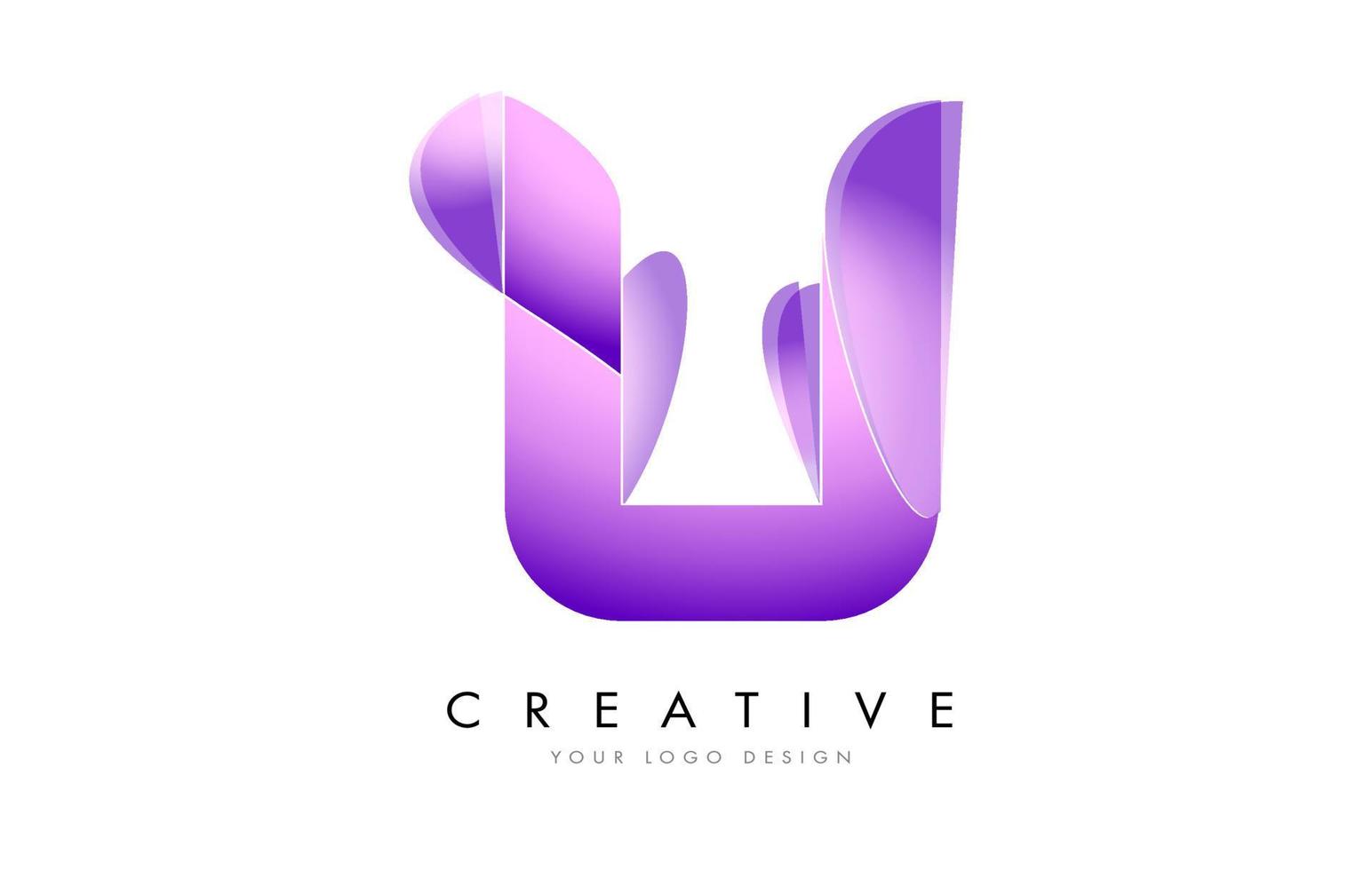 Diseño de logotipo letra u con textura satinada y aspecto fluido. vector