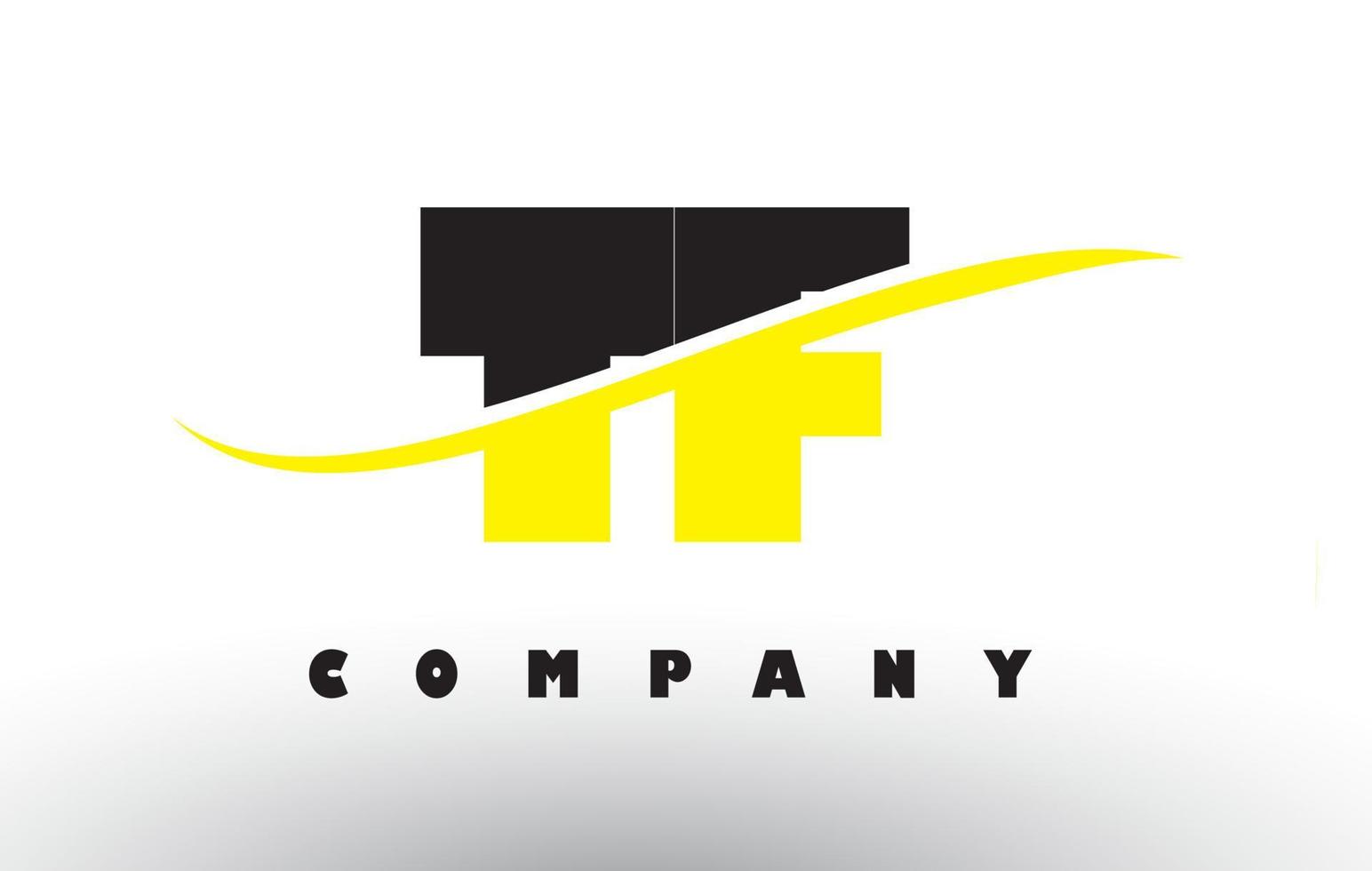 TF T F Black and Yellow Letter Logo with Swoosh. vector