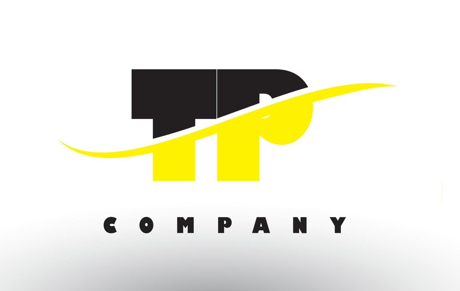 TP T P Black and Yellow Letter Logo with Swoosh. vector