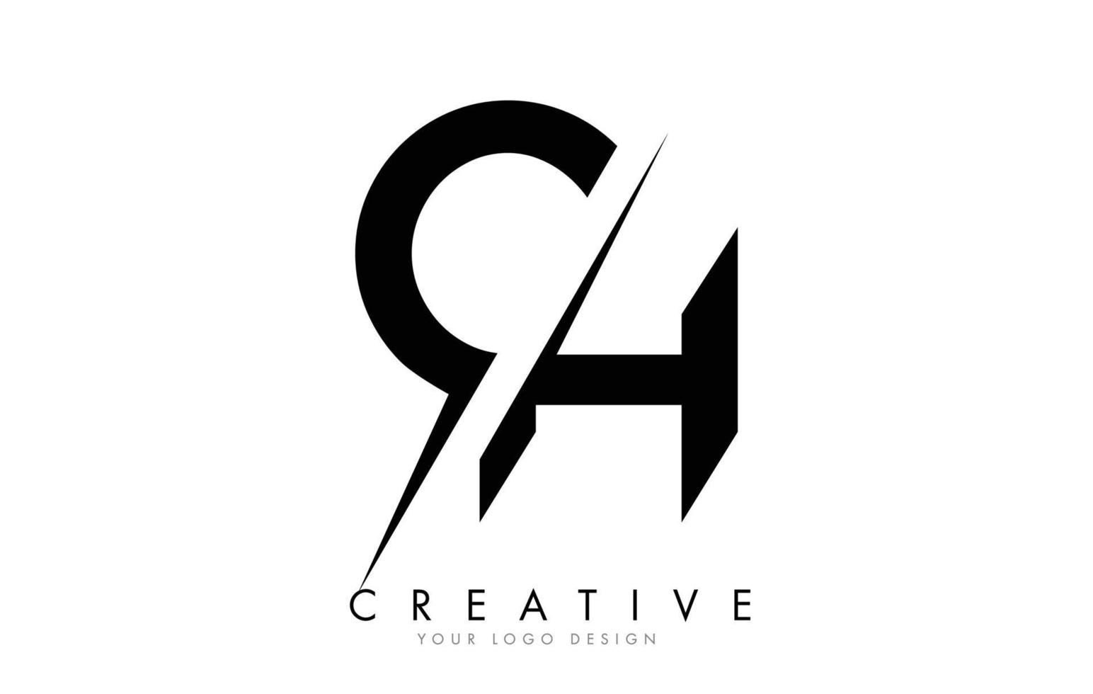 CH C H Letter Logo Design with a Creative Cut. vector