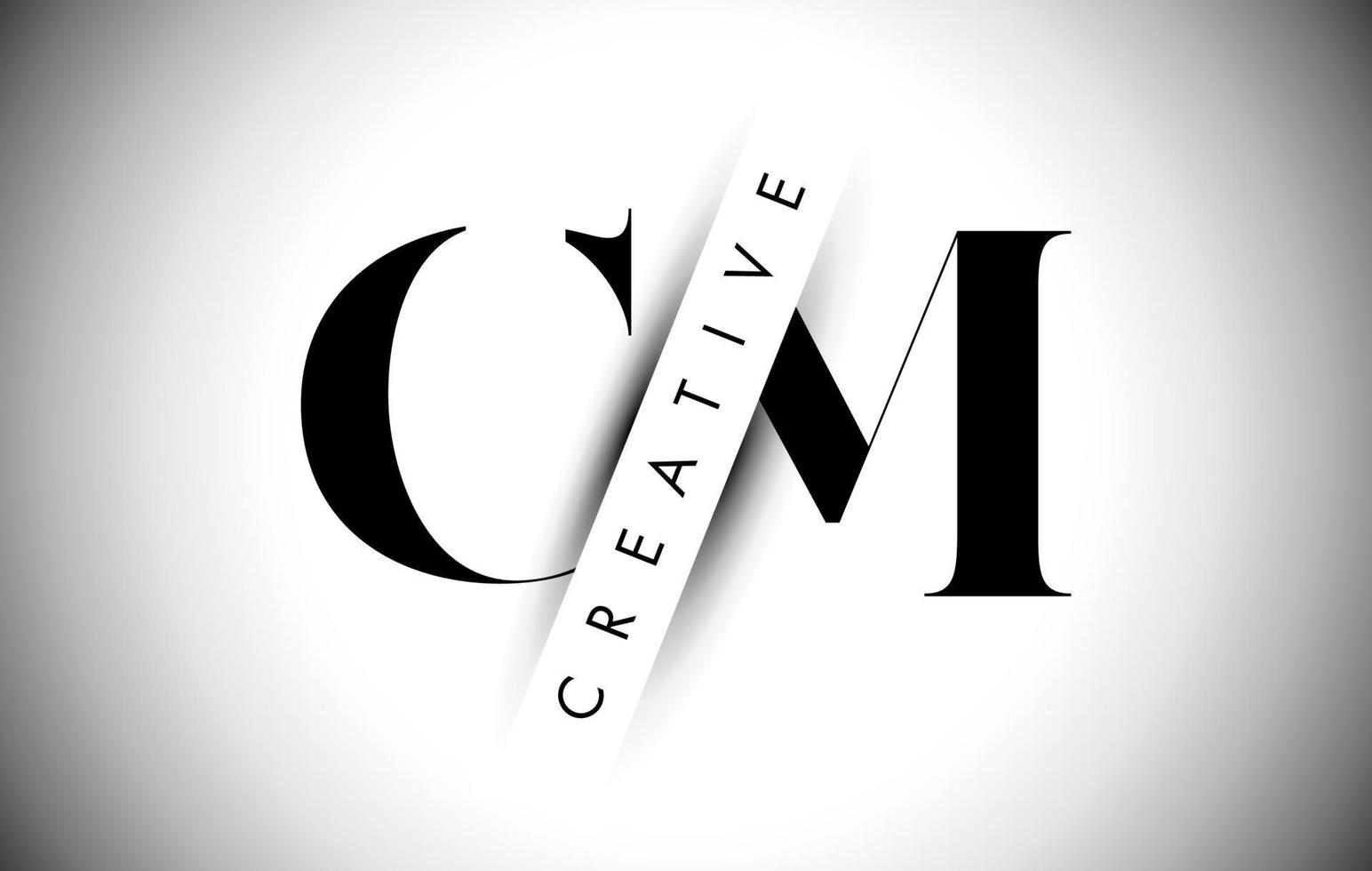 CM C M Letter Logo with Creative Shadow Cut and Overlayered Text Design. vector