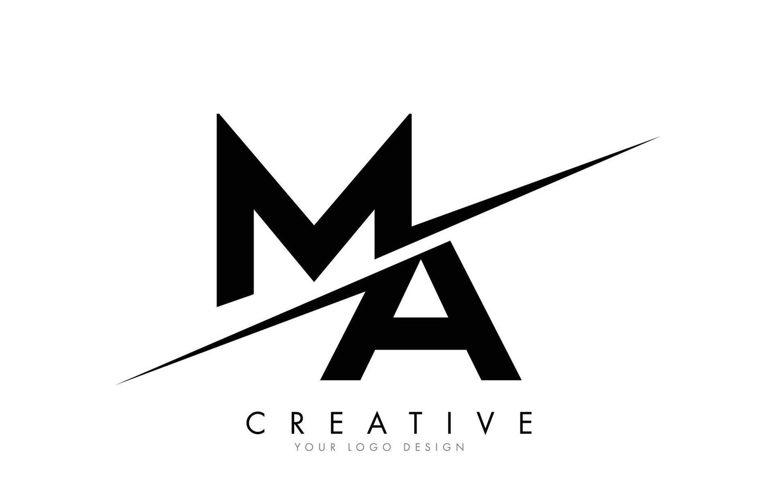 MA M A Letter Logo Design with a Creative Cut. vector