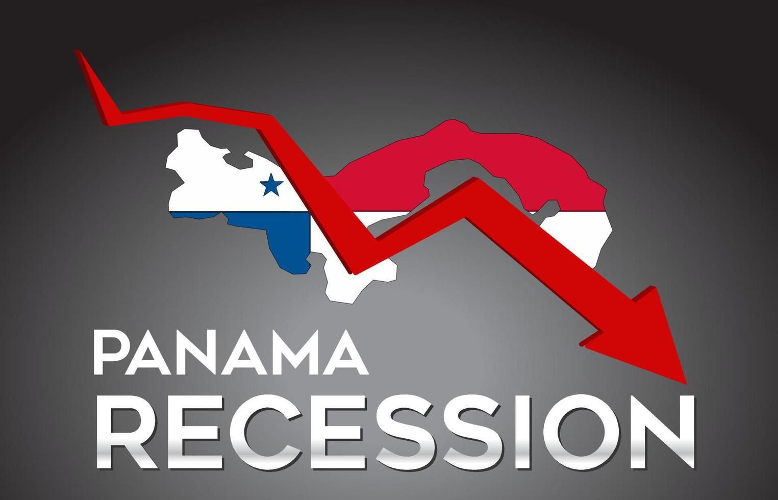 mapa del concepto creativo de la crisis económica de la recesión de panamá con la flecha del desplome económico. vector