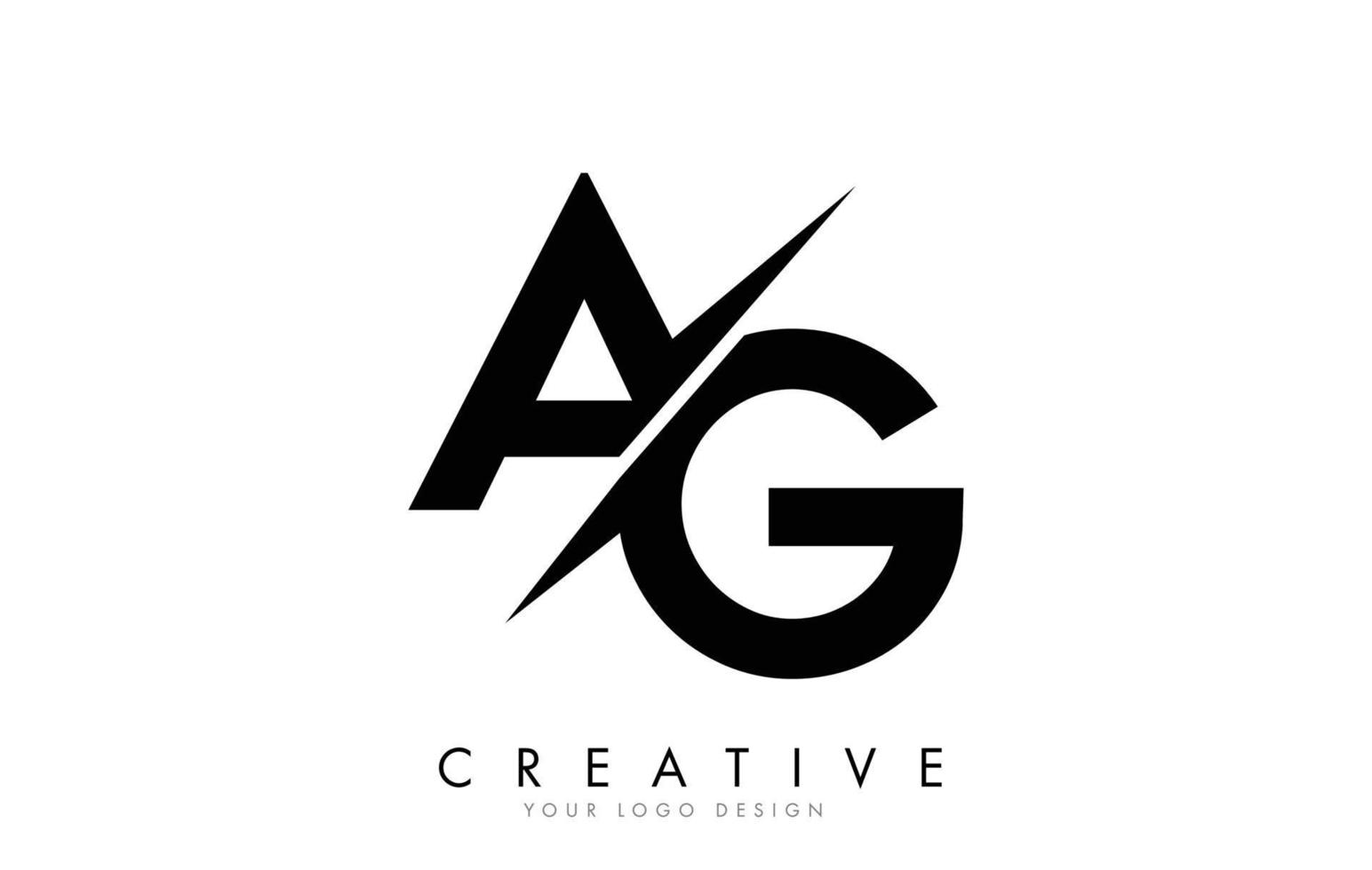 Diseño de logotipo de letra AG AG con un corte creativo. vector