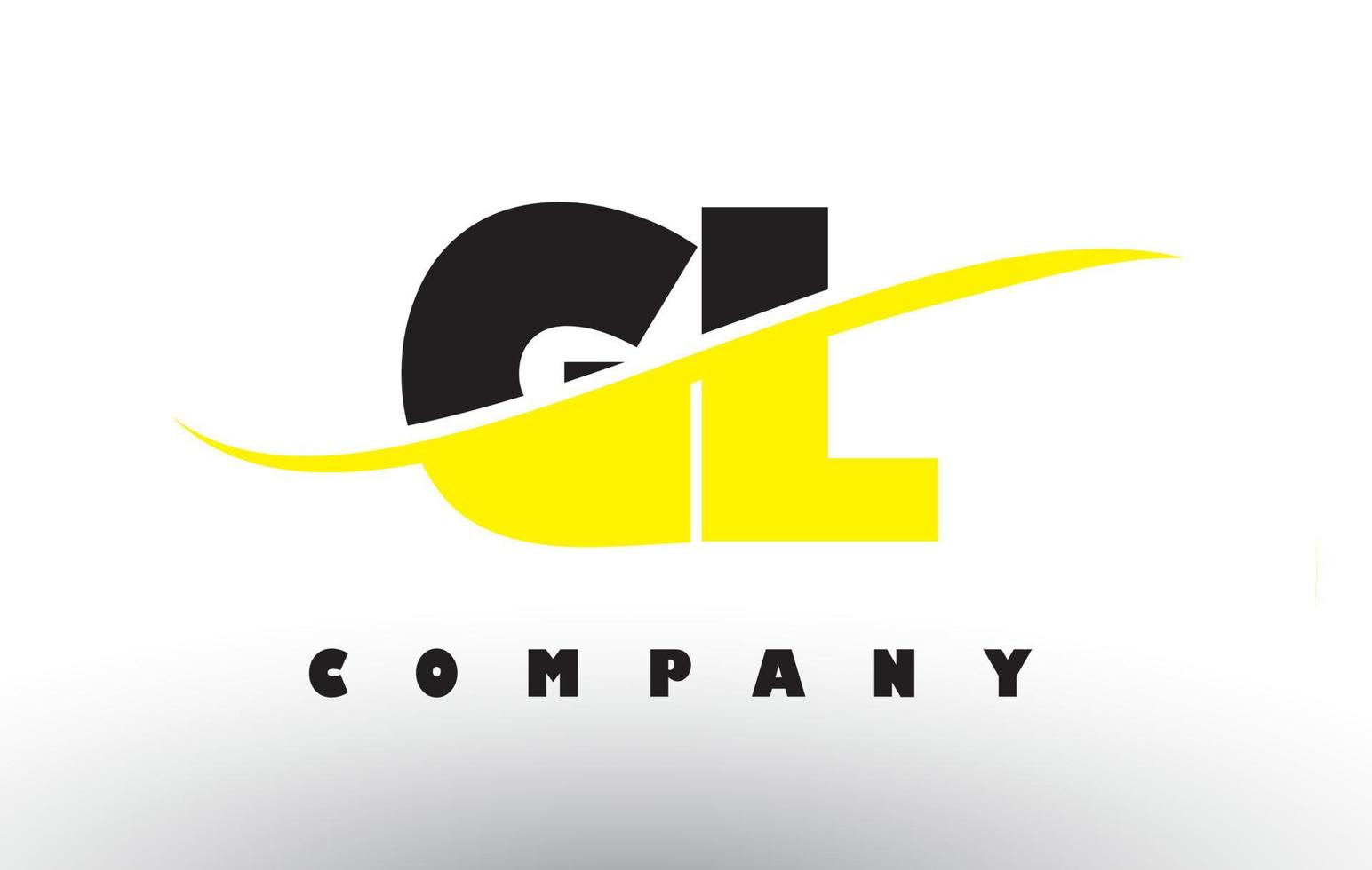 GL G L Black and Yellow Letter Logo with Swoosh. vector