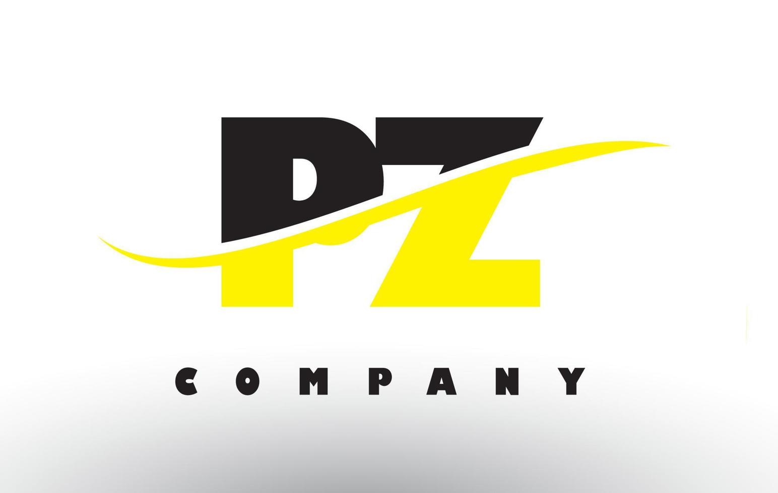 PZ P Z Black and Yellow Letter Logo with Swoosh. vector