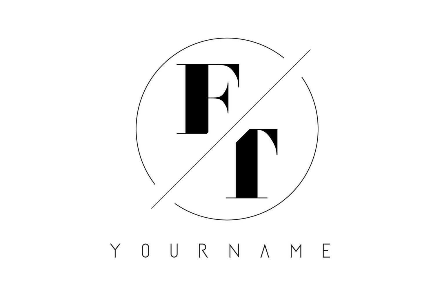 FT Letter Logo with Cutted and Intersected Design vector