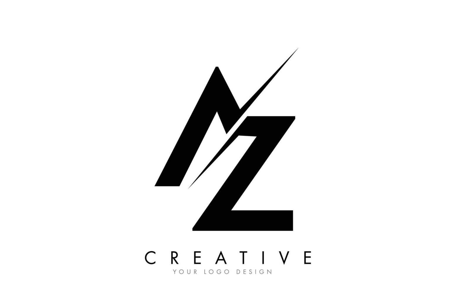 AZ A Z Letter Logo Design with a Creative Cut. vector