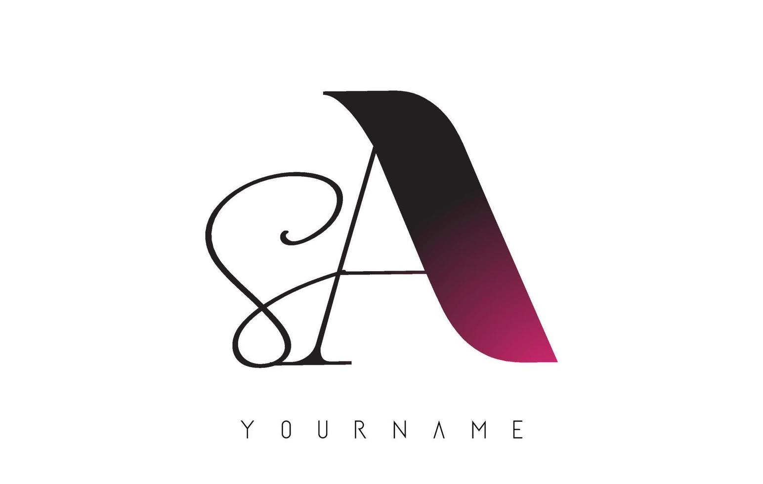 Handwritten SB S B Letters Logo with Pink Colour Touch Concept. vector