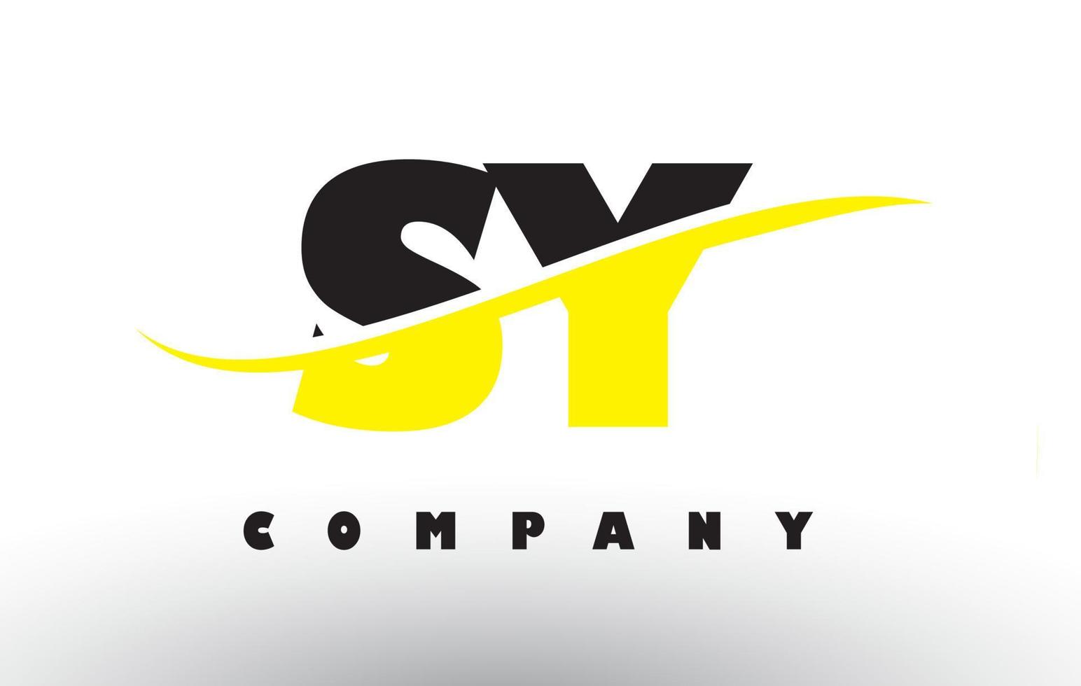 SY S Y Black and Yellow Letter Logo with Swoosh. vector