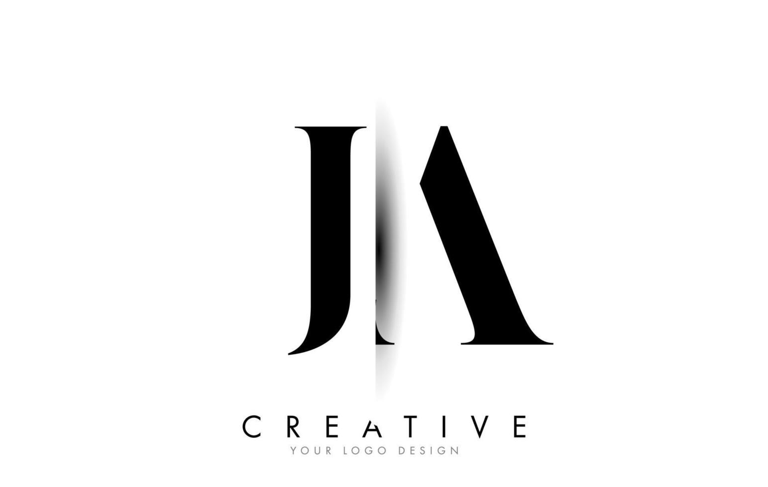 Logotipo de letra ja ja con diseño creativo de corte de sombra. vector