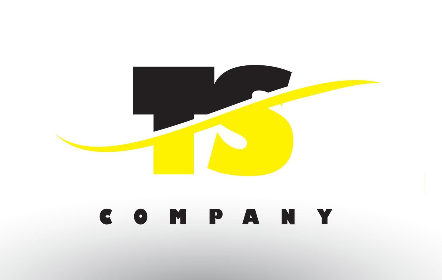 TS T S Black and Yellow Letter Logo with Swoosh. vector