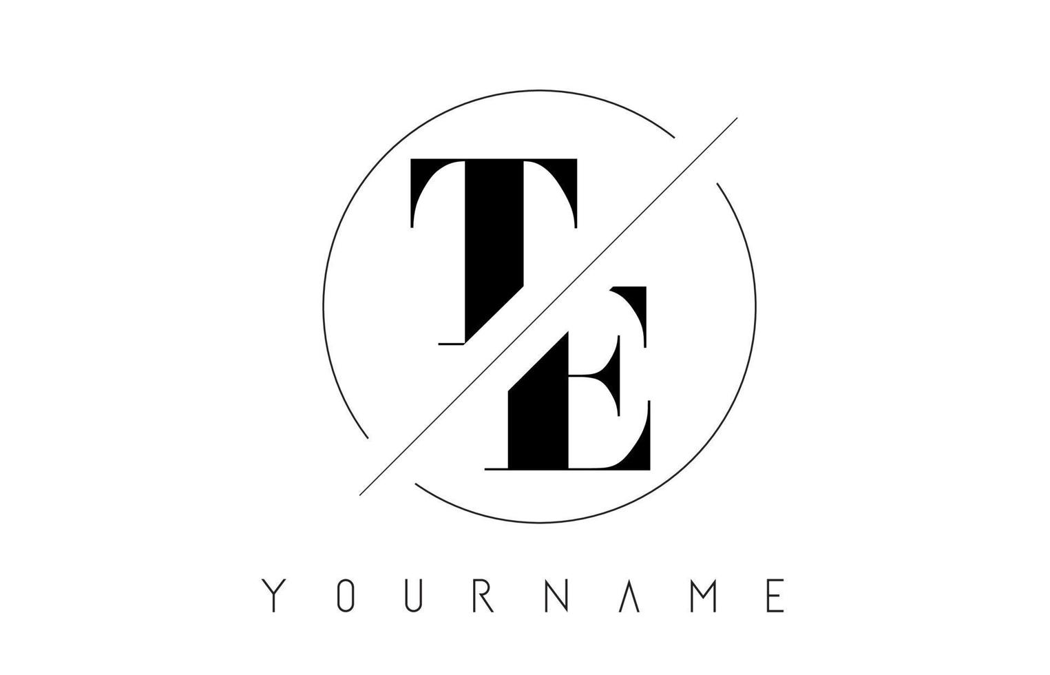 TE Letter Logo with Cutted and Intersected Design vector