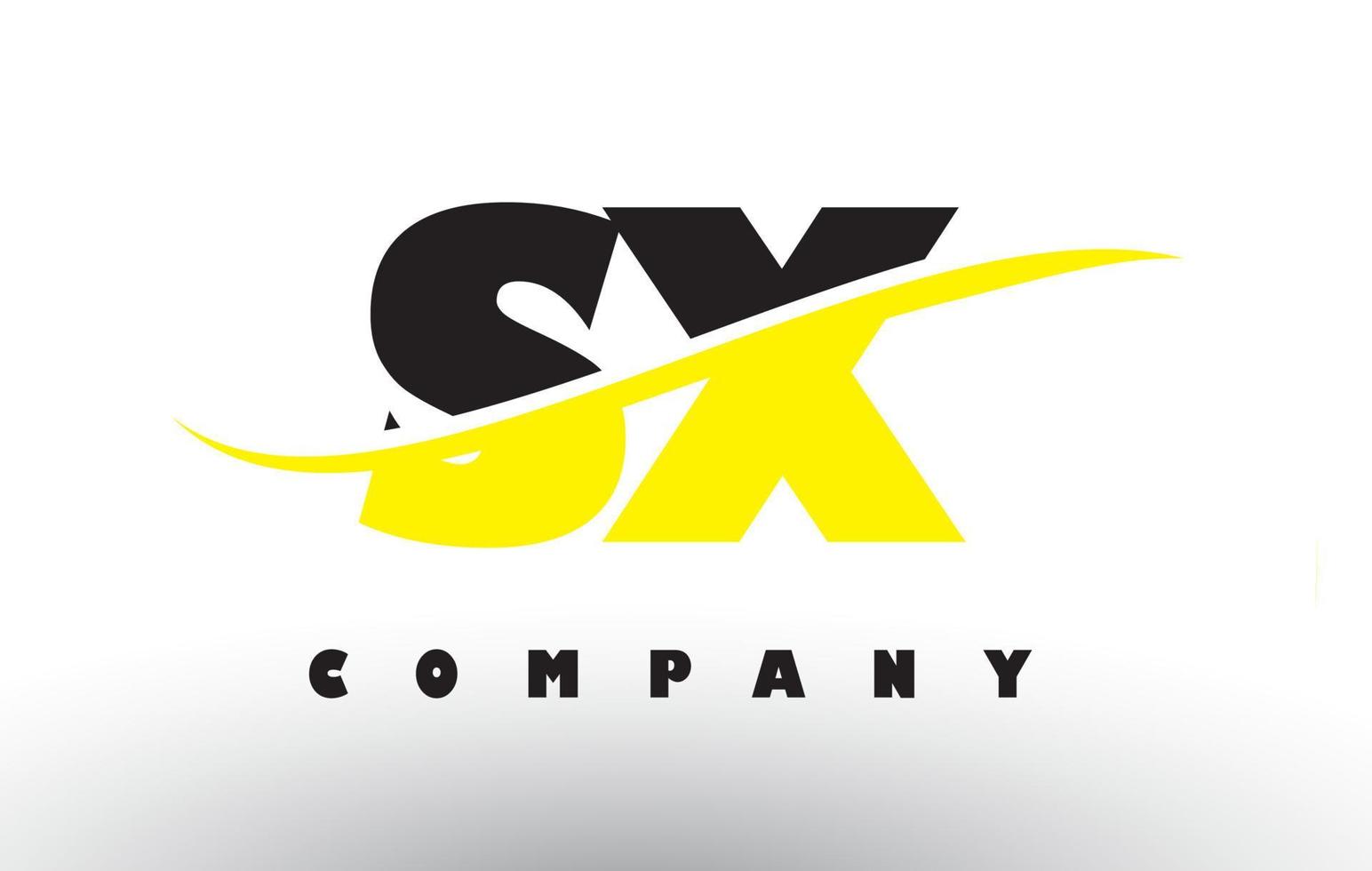 SX S X Black and Yellow Letter Logo with Swoosh. vector