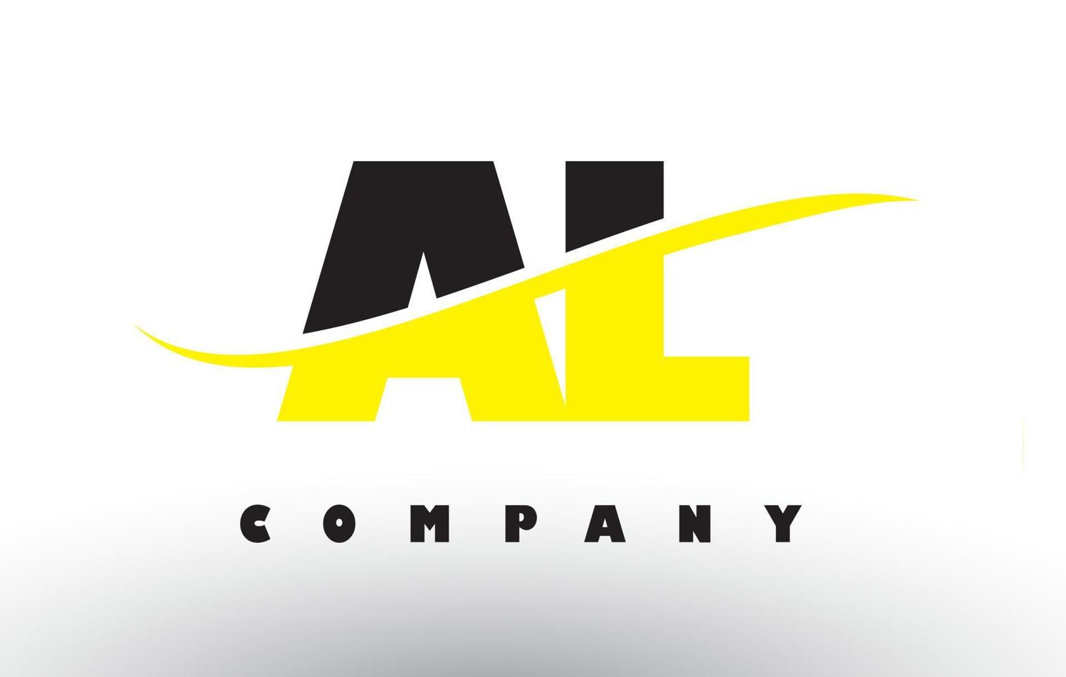 AL A L Black and Yellow Letter Logo with Swoosh. vector