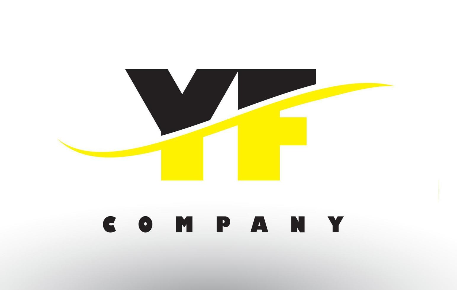 YF Y F Black and Yellow Letter Logo with Swoosh. vector