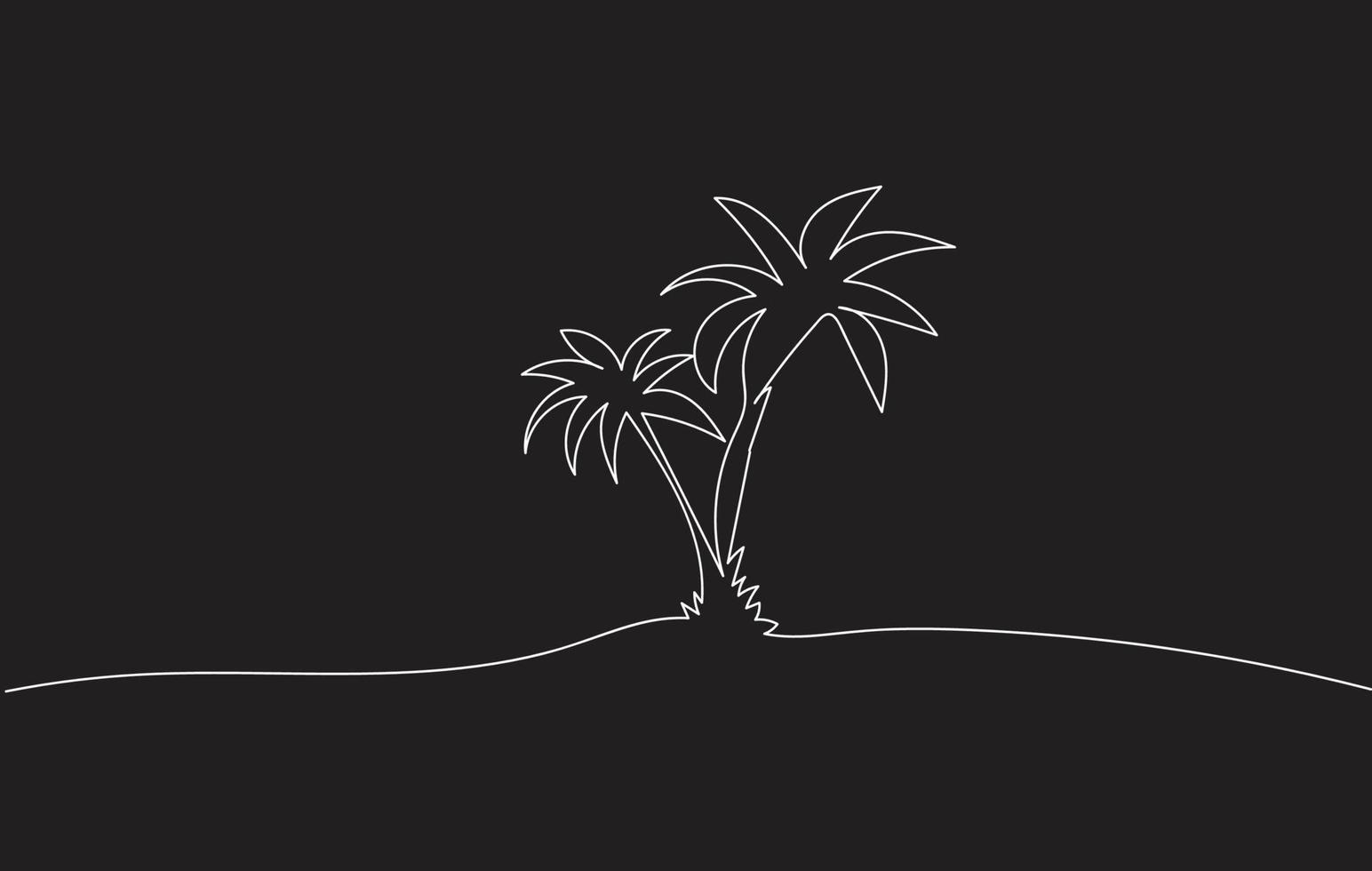 Monochrome Drawing sketch of two coconut palm trees. vector