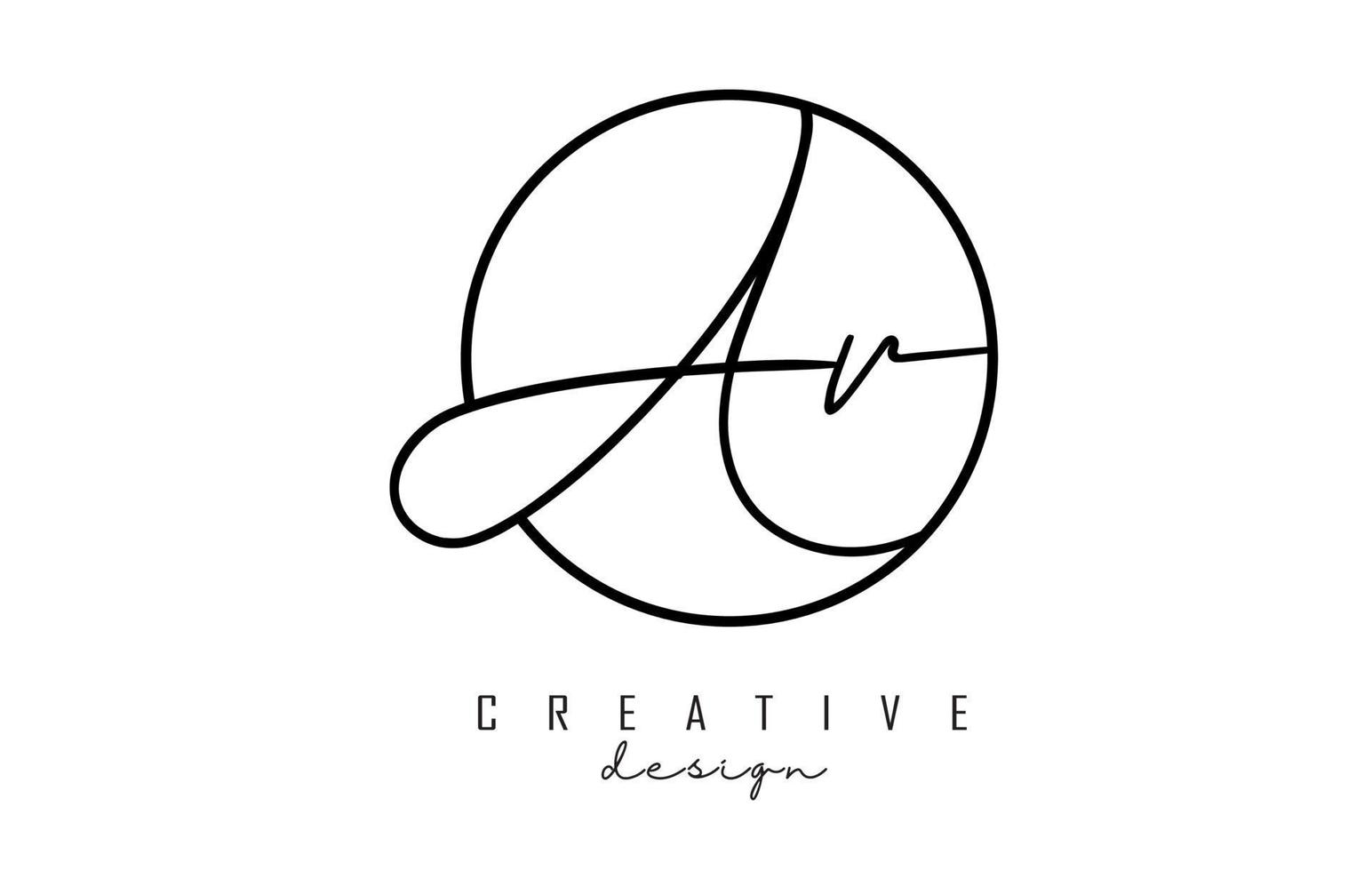 Handwriting letters AR A R logo design with simple circle vector illustration.