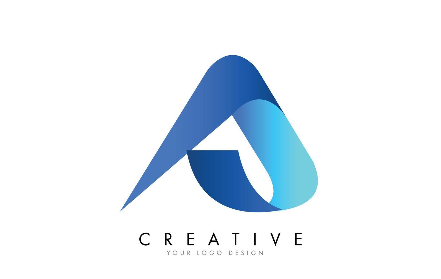 A Letter Logo Design with 3D and Ribbon Effect and Blue Gradient. vector