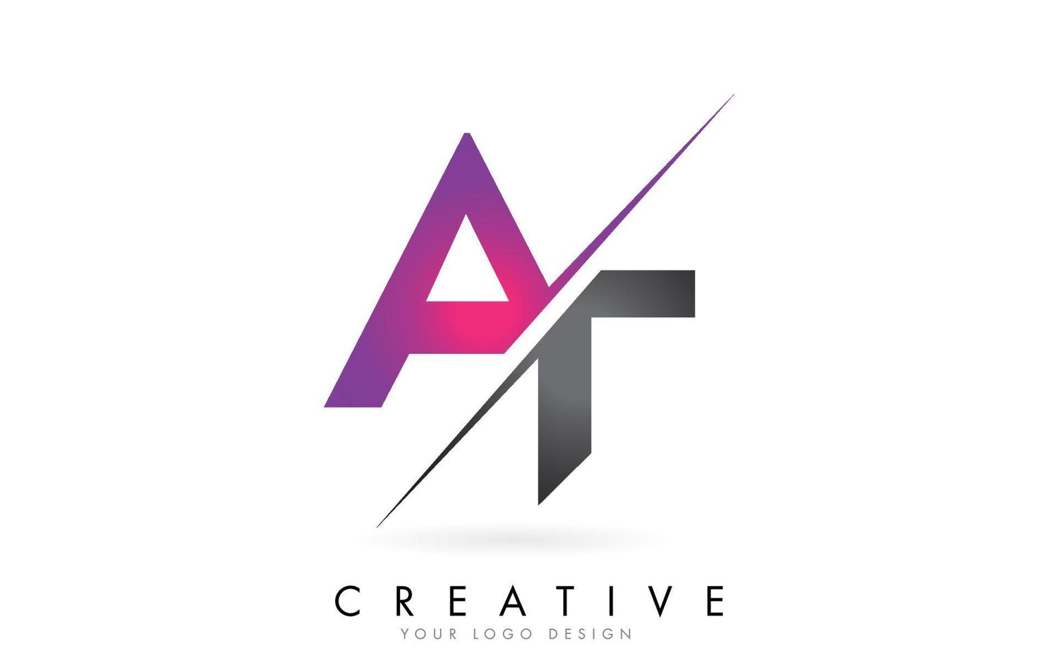 AT A T Letter Logo with Colorblock Design and Creative Cut. vector