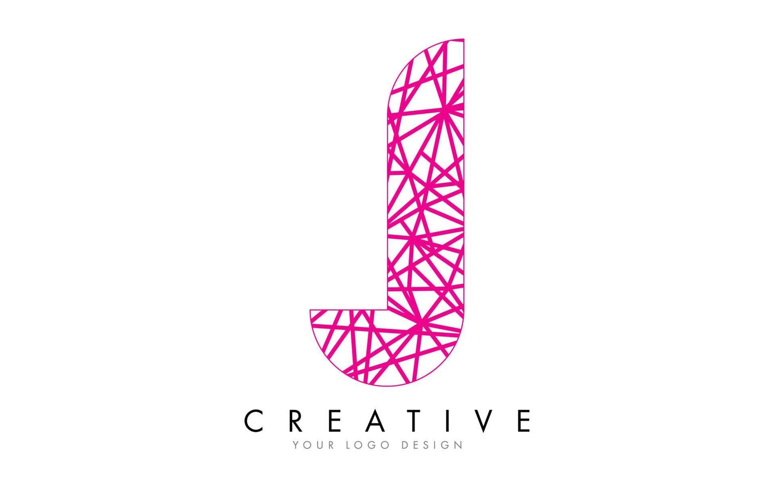 Sketched stylized Letter J with different Pink Lines Pattern Design. vector