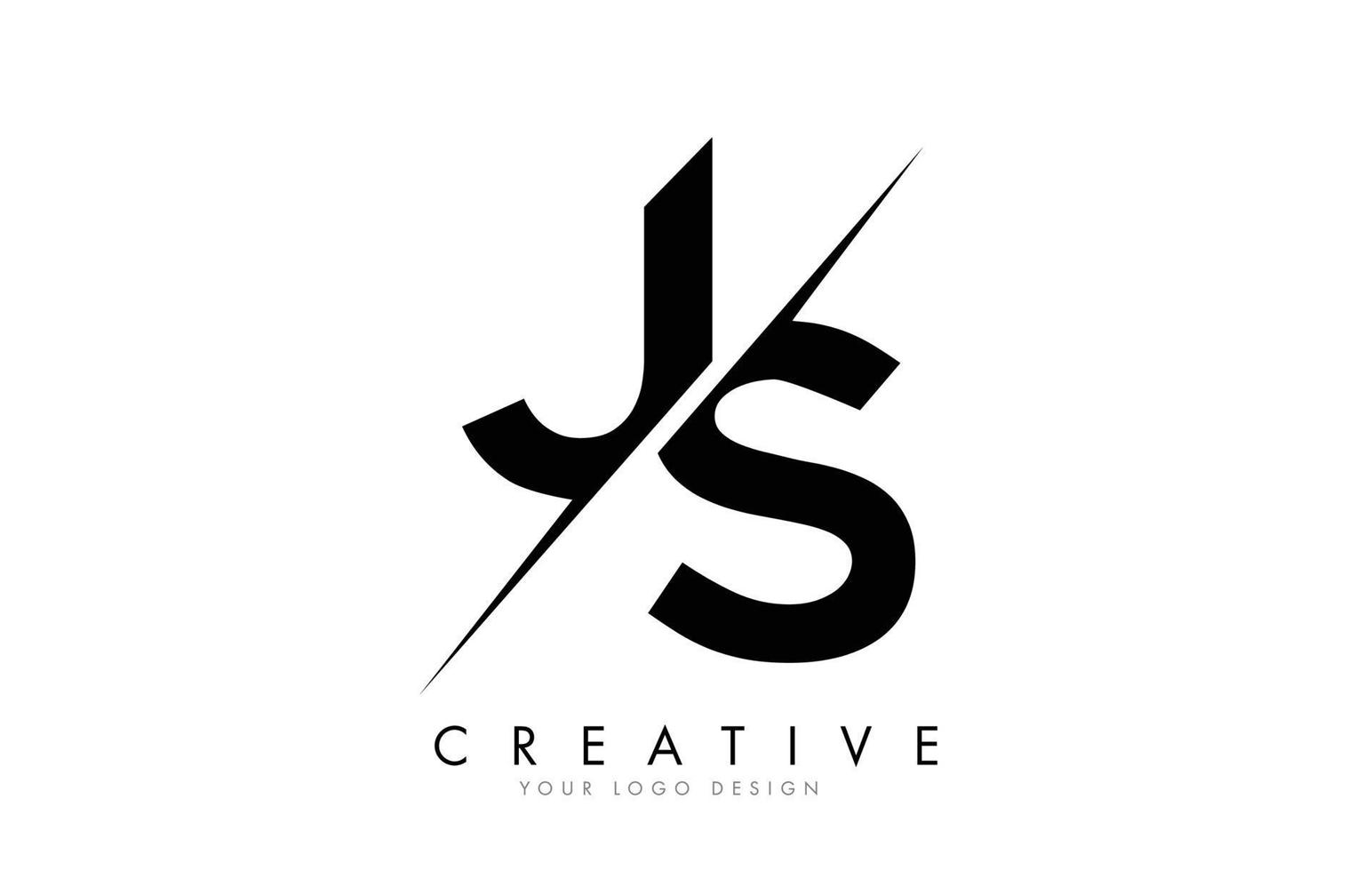 JS J S Letter Logo Design with a Creative Cut. vector
