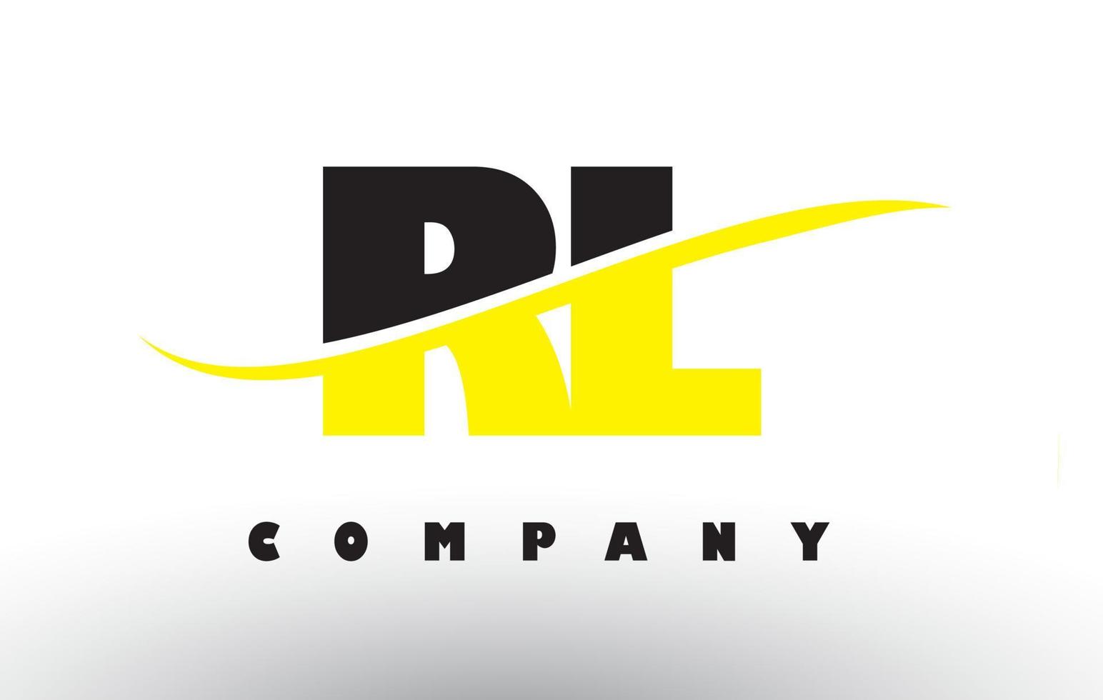 RL R L Black and Yellow Letter Logo with Swoosh. vector