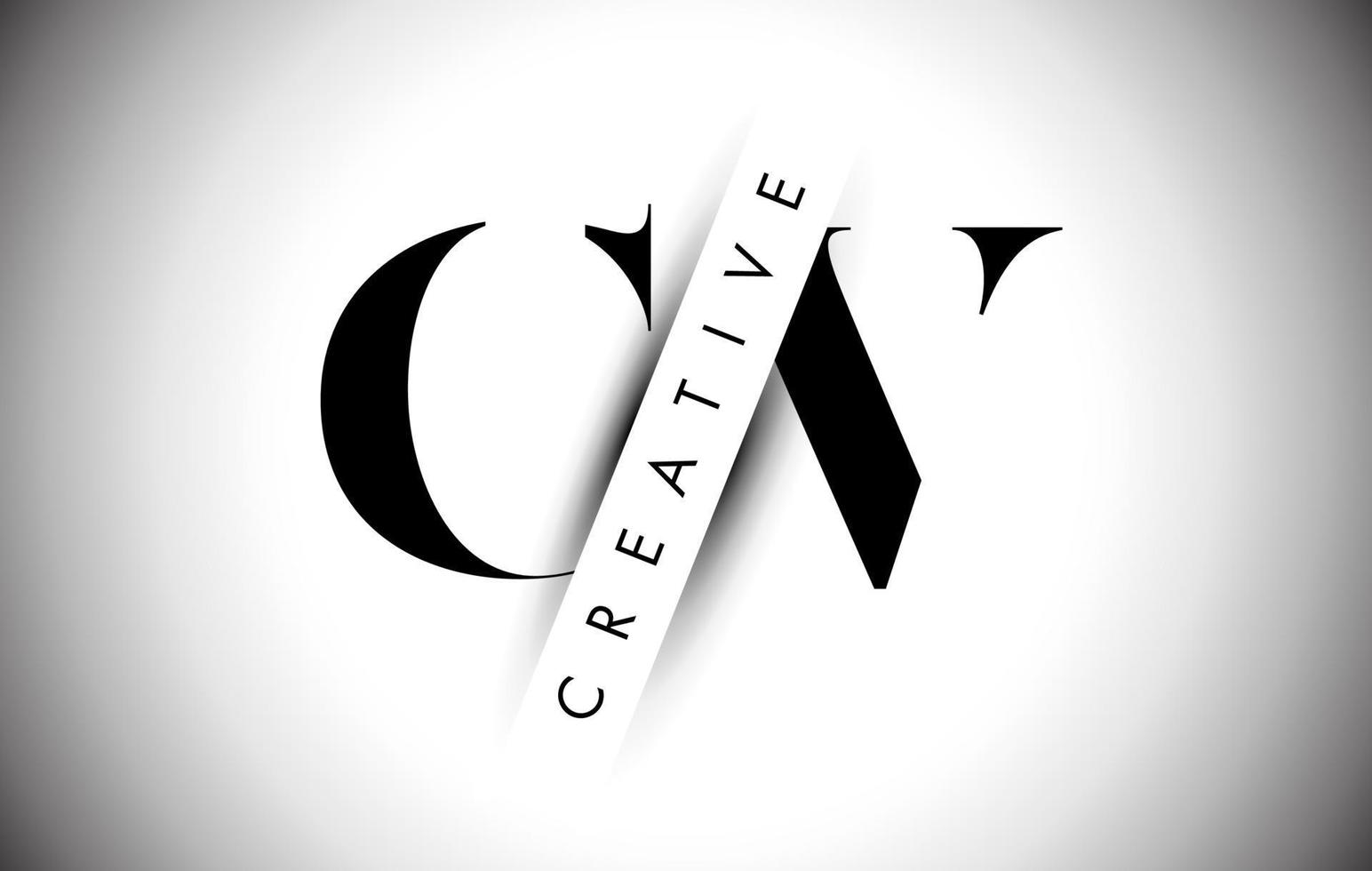 Logotipo de letra cv cv con corte de sombra creativo y diseño de texto superpuesto. vector