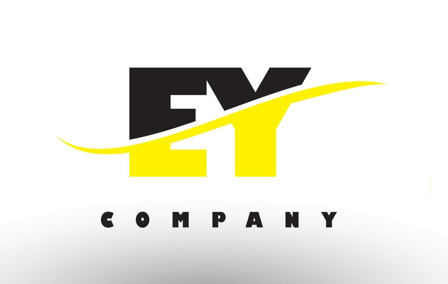 EY E Y Black and Yellow Letter Logo with Swoosh. vector