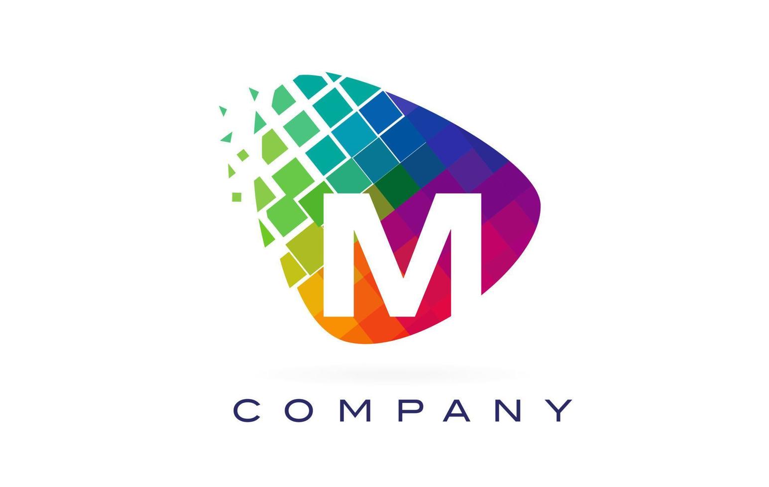 Letra m diseño de logotipo de arco iris colorido. vector