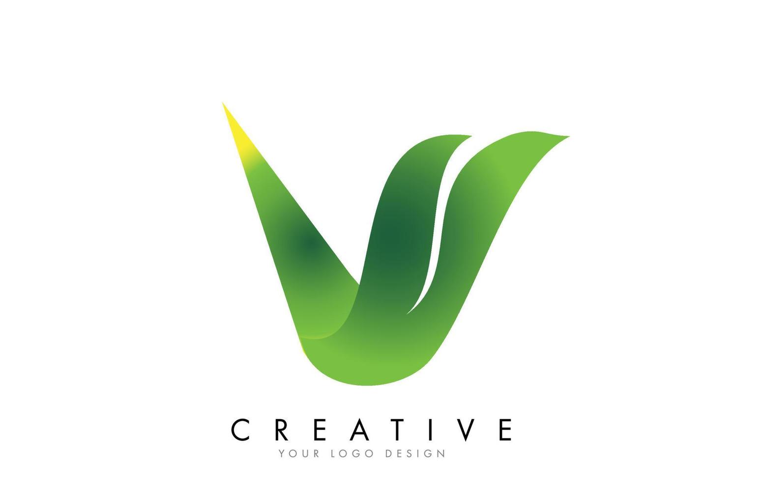 Letter V with eco leaf concept design. vector