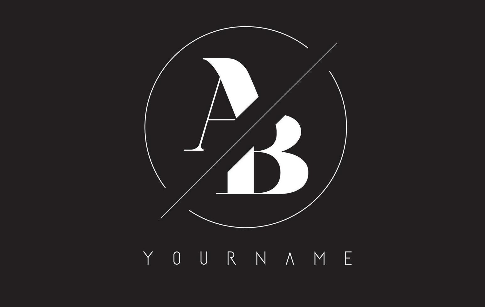 Cutted and Intersected AB A B Letters Logo with Round Frame Design. vector