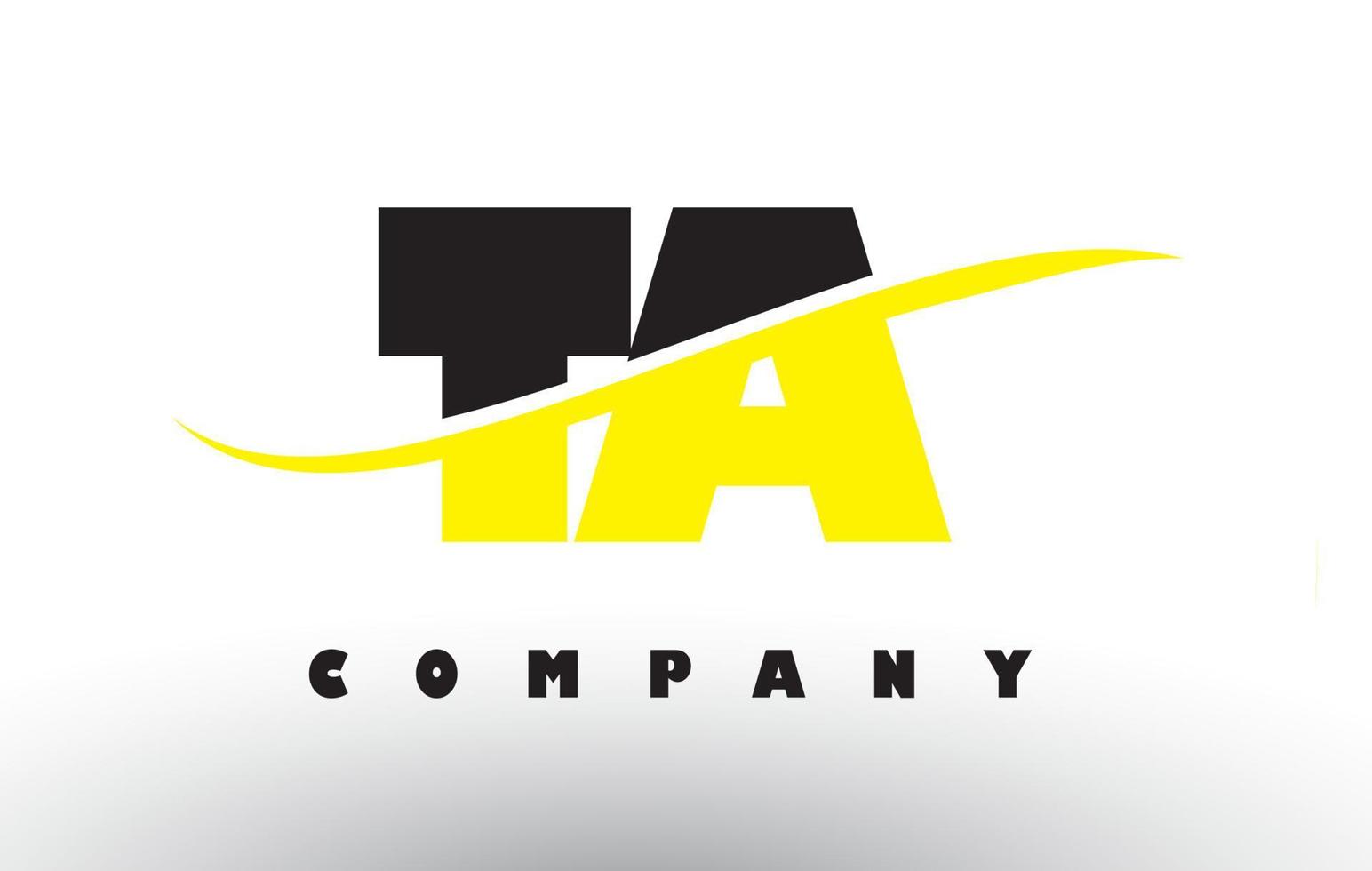 TA T A Black and Yellow Letter Logo with Swoosh. vector