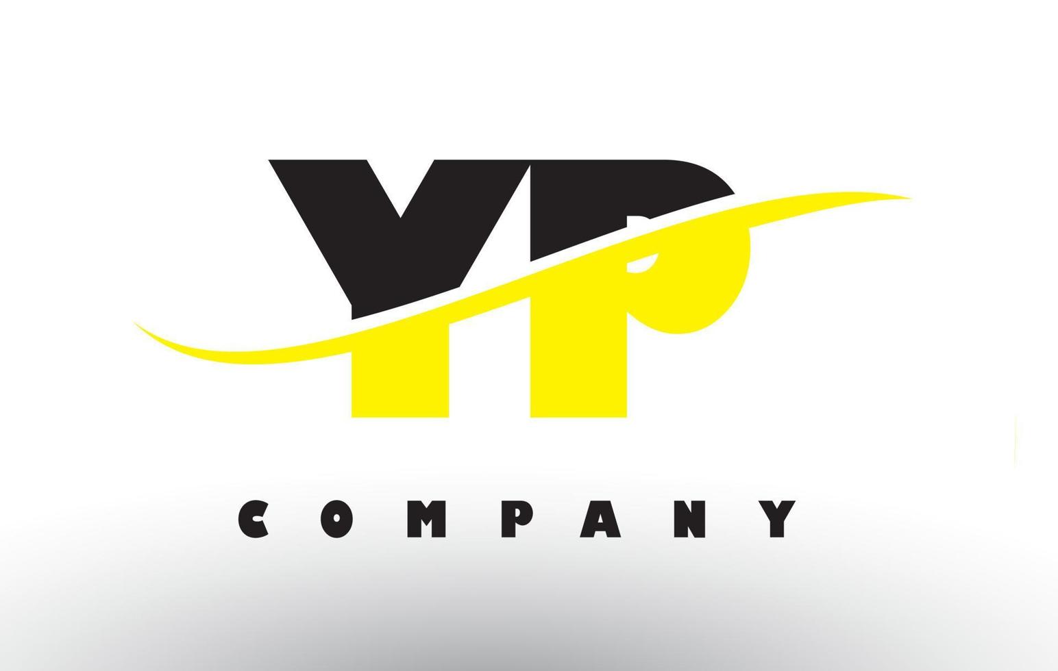 YP Y P Black and Yellow Letter Logo with Swoosh. vector