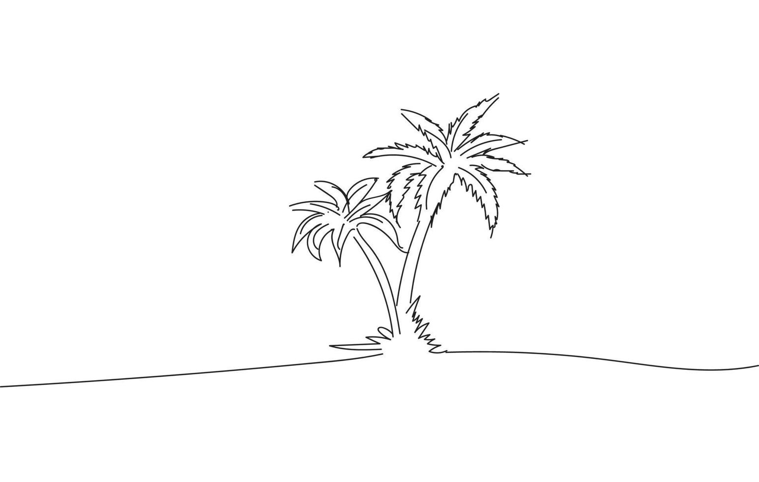 Drawing sketch of tropical coconut palm trees. vector