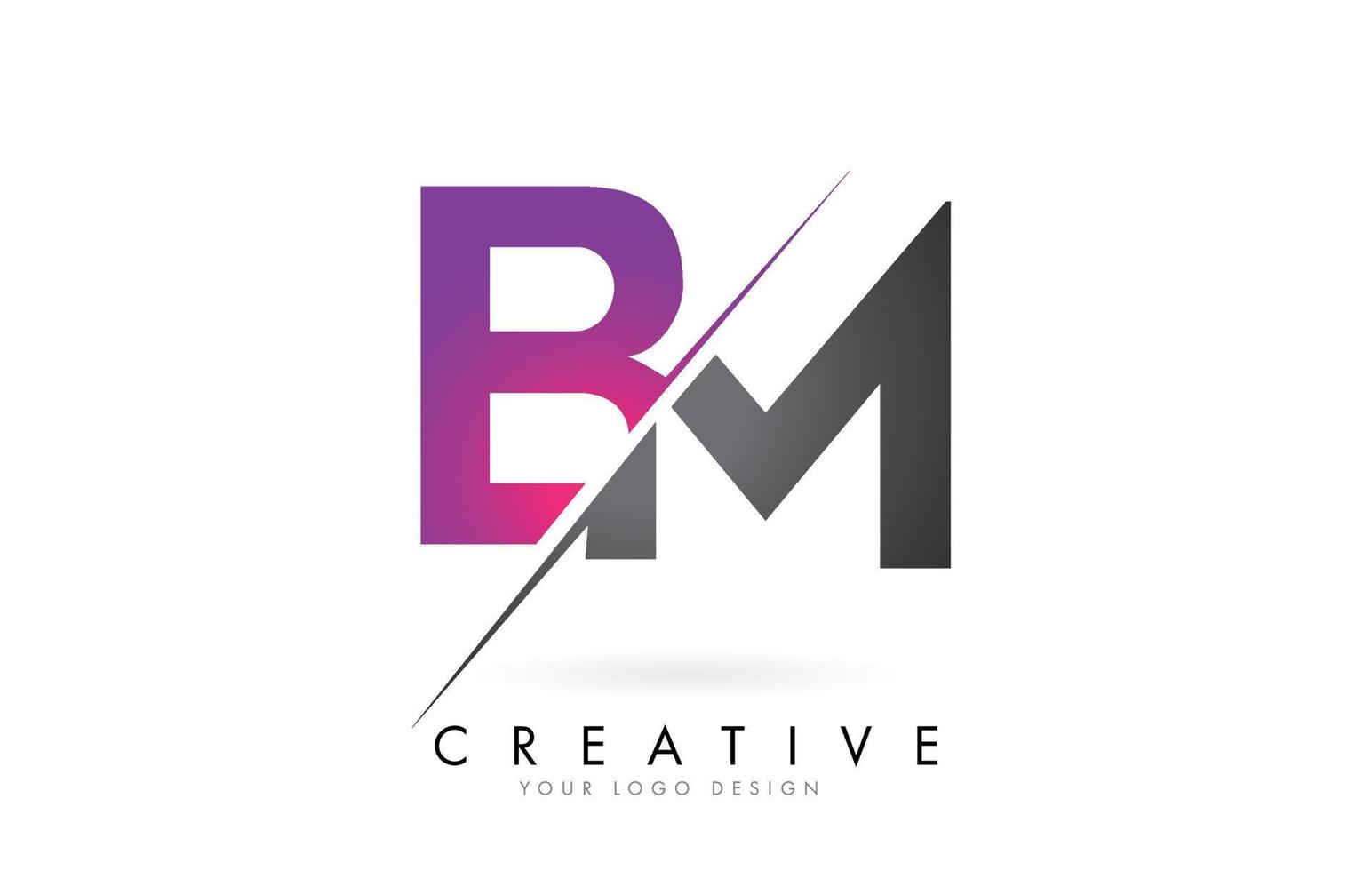 Logotipo de letra bm bm con diseño de bloques de color y corte creativo. vector