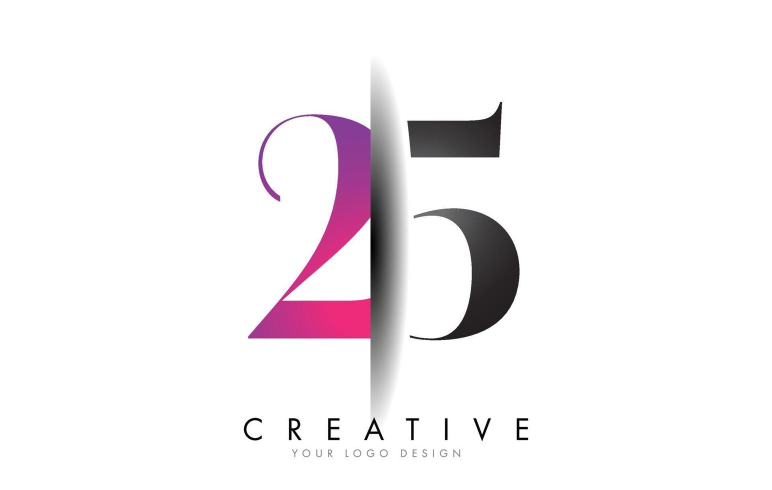 24 2 4 Grey and Pink Number Logo with Creative Shadow Cut Vector. vector