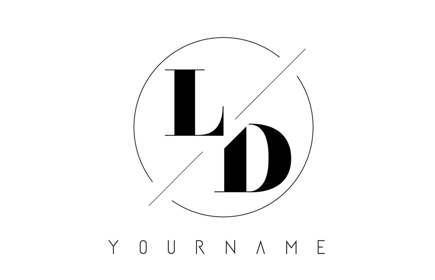 LD Letter Logo with Cutted and Intersected Design vector