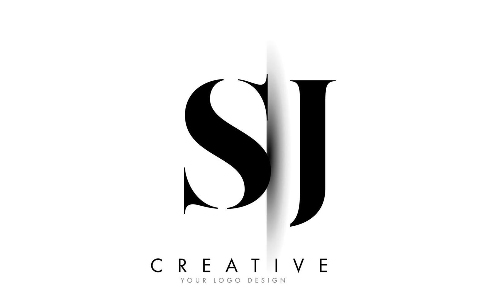 SJ S J Letter Logo with Creative Shadow Cut Design. vector