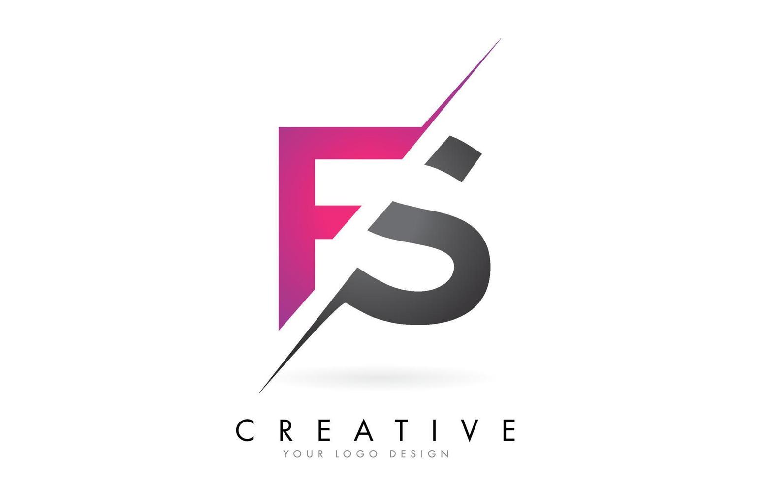 Logotipo de letra fs fs con diseño de bloques de color y corte creativo. vector