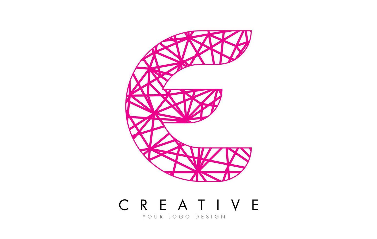 Sketched stylized Letter E with different Pink Lines Pattern Design. vector