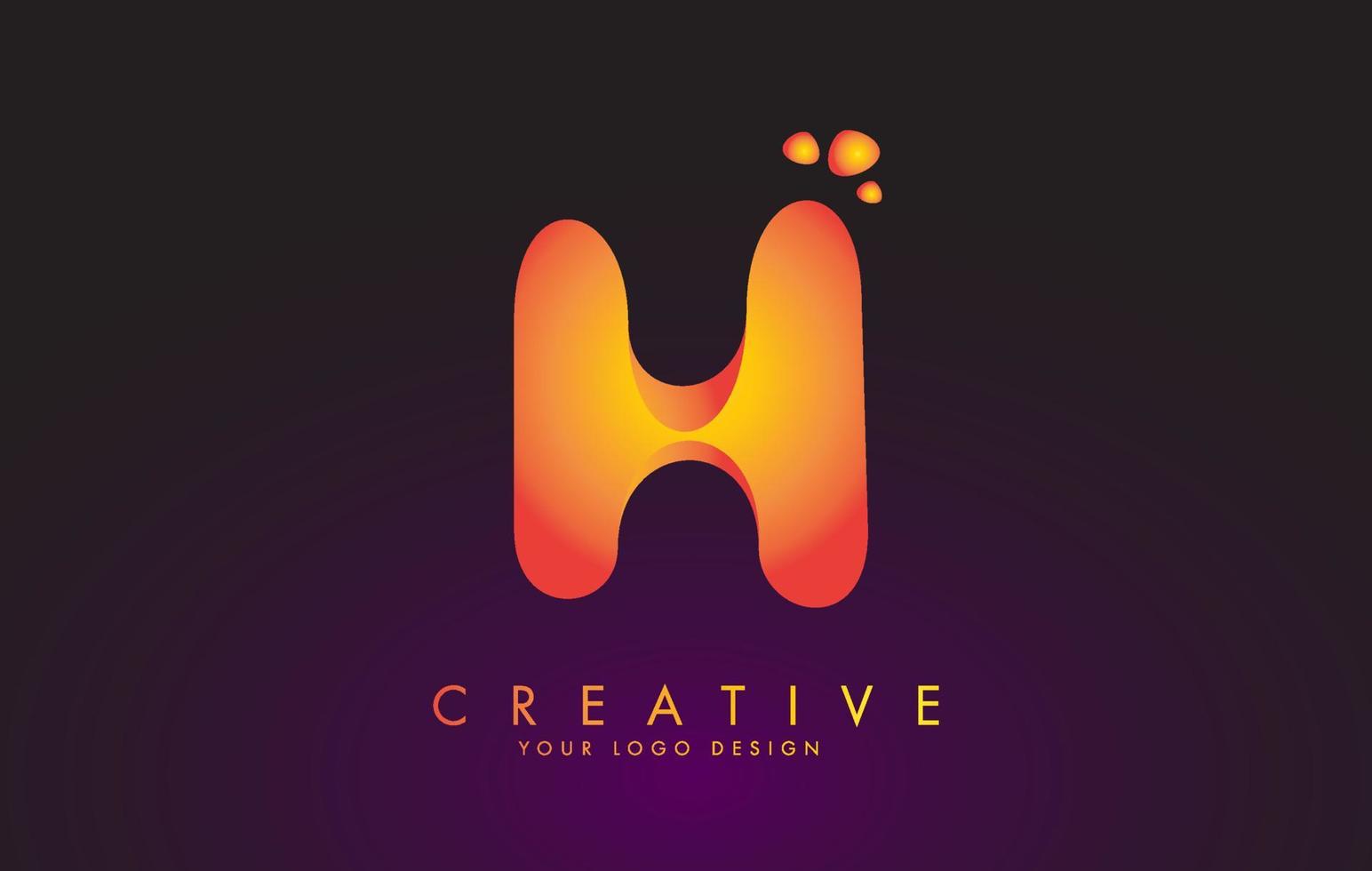 Plantilla de diseño de logo de letra H con puntos y colores naranja. vector