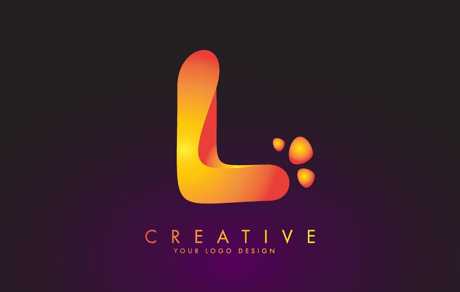 L Letter Logo Design Template with Orange Colors and Dots. vector