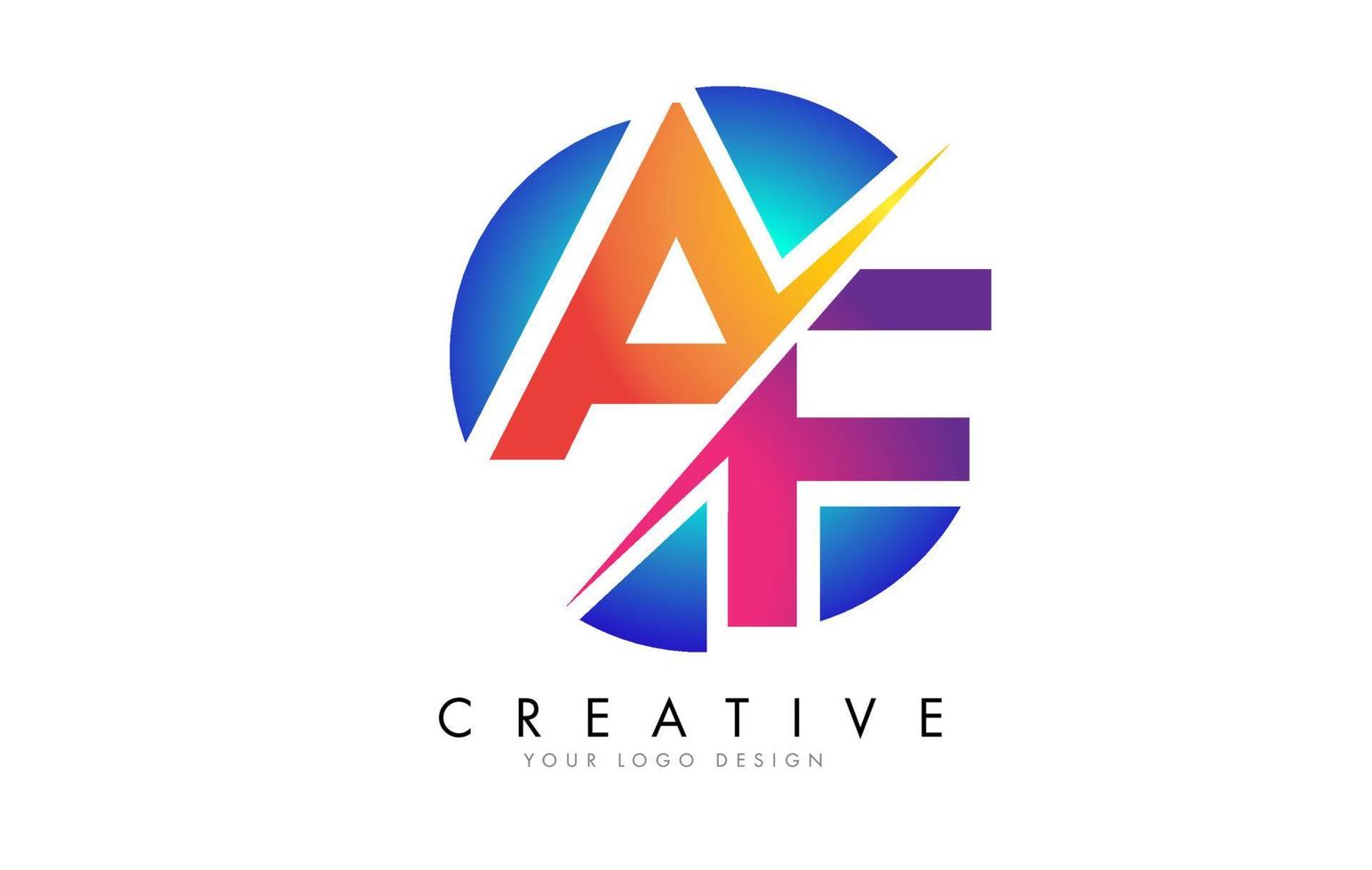 Colorful AF A F Letter Logo Design with a Creative Cut and Gradient Blue Rounded Background. vector