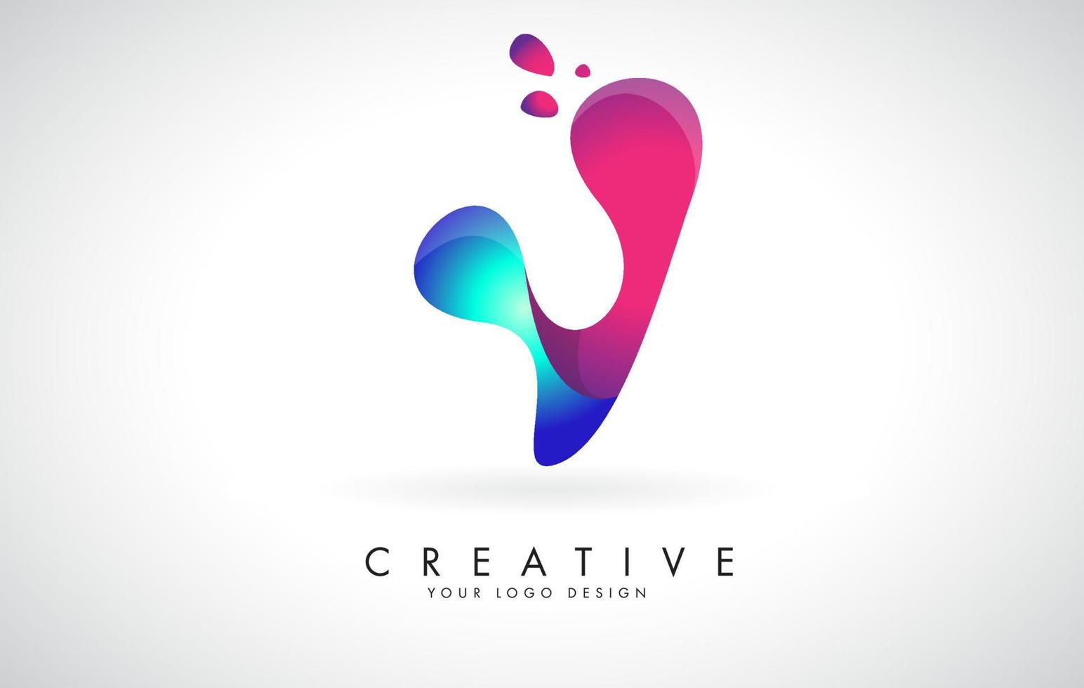 Blue and Pink creative letter V Logo Design with Dots. Friendly Corporate Entertainment, Media, Technology, Digital Business vector design with drops.