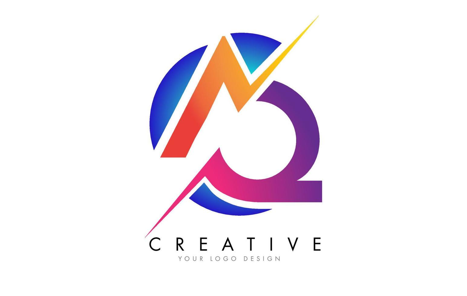 Colorful AQ A Q Letter Logo Design with a Creative Cut and Gradient Blue Rounded Background. vector