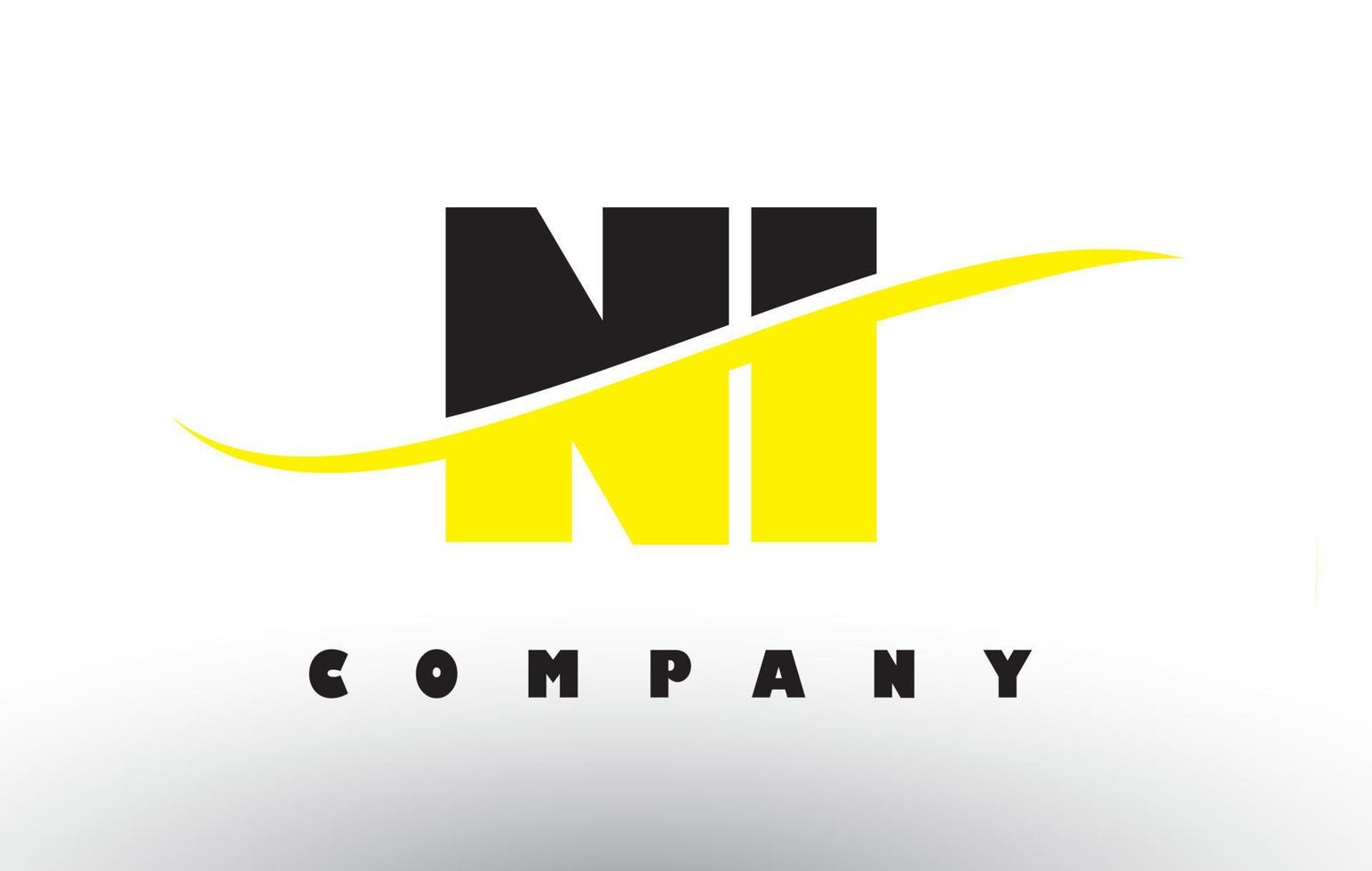 NI N I Black and Yellow Letter Logo with Swoosh. vector